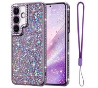 Lafunda for Samsung S26 Plus Cute Case for Women Girls, Bling Glitter Luxury Diamond Sparkle Shiny Case Full Camera Protection Shockproof Silicone TPU Phone Cover for Samsung Galaxy S26 Plus, Purple