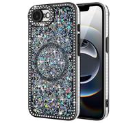 Lafunda Glitter Case for iPhone 16e Compatible with Magsafe, Sparkly Bling Diamonds Phone Case for Women Girls Soft TPU Slim Bumper Anti-Scratch Shockproof Magnetic Protective Cover-Black