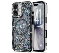Lafunda Magnetic for iPhone 17 Case, Glitter Case Compatible with MagSafe, Sparkly Bling Diamonds Soft TPU Slim Bumper Anti-Scratch Shockproof Protective Case for iPhone 17 6.3"-Black