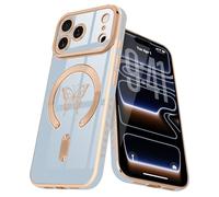 Lafunda Magnetic for iPhone 17 Pro Case, Compatible with MagSafe, Full Camera Protection, Luxury Plating Butterfly Pattern Slim Anti-Scratch Shockproof Silicone Case for iPhone 17 Pro, Blue