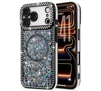 Lafunda Magnetic for iPhone 17 Pro Max Case, Glitter Case Compatible with MagSafe, Sparkly Bling Diamonds Soft TPU Slim Bumper Anti-Scratch Shockproof Protective Case for iPhone 17 Pro Max 6.9"-Black