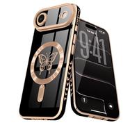 Lafunda Magnetic for iPhone Air Case, Compatible with MagSafe, Full Camera Protection, Luxury Plating Butterfly Pattern Slim Anti-Scratch Shockproof Silicone Case for iPhone 17 Air, Black