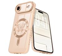 Lafunda Magnetic for iPhone Air Case, Compatible with MagSafe, Full Camera Protection, Luxury Plating Butterfly Pattern Slim Anti-Scratch Shockproof Silicone Case for iPhone 17 Air, Pink