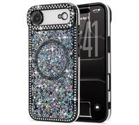 Lafunda Magnetic for iPhone Air Case, Glitter Case Compatible with MagSafe, Sparkly Bling Diamonds Soft TPU Slim Bumper Anti-Scratch Shockproof Protective Case for iPhone 17 Air 6.5"-Black