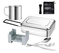Lafuntar Camping Mess Tin, 8-Piece Mess Tins for Camping, Features Mess Tins, Cutlery set, Compact Stove，Storage Bag Suitable For Camping, Festivals & Fishing Trips