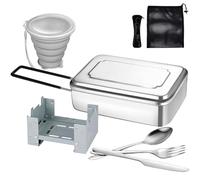 Lafuntar Camping Mess Tin, 8-Piece Mess Tins for Camping, Folding Cup, Features Mess Tins, Cutlery Set, Compact Stove, Storage Bag Suitable for Travel & Outdoor (Upgrade).