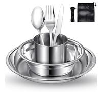 Lafuntar Camping Plate, Bowl, Cup & Cutlery Set - 8-Piece Dinner Set for Travel & Outdoor