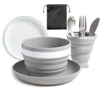 Lafuntar Camping Plate Bowl Cup Cutlery Set for 1, Folding Portable Camping Plates and Bowls Set, Crockery Sets for Hiking, Travel & Outdoor.