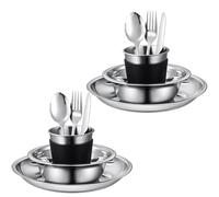 Lafuntar Camping Plate Bowl Cup Cutlery Set for 2, Camping Dinner Set, Camping Crockery Sets for Camping, Travel & Outdoor