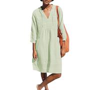 Lafural Womens V Neck Cotton Casual Loose Shift Tunic Smock Summer Dresses Vacation Dress 3/4 Sleeve Pocket, Green, XL