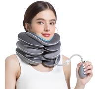 LAFUYSO Inflatable Neck Stretcher with Brace - Adjustable Cervical Traction Device for Neck Pain Relief, 3-Layer Decompression Pillow, Washable & Breathable, for Men & Women, Grey