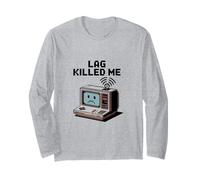 Lag Killed Me Funny Gamer Pixel Art Long Sleeve T-Shirt