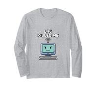 Lag Killed Me Funny Gamer Pixel Art Long Sleeve T-Shirt