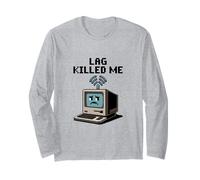 Lag Killed Me Funny Gamer Pixel Art Long Sleeve T-Shirt