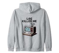 Lag Killed Me Funny Gamer Pixel Art Zip Hoodie