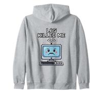 Lag Killed Me Funny Gamer Pixel Art Zip Hoodie