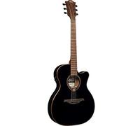 LAG T118SASCE BLK Auditorium Slim Body Black Solid Top Red Cedar Electro Cutaway Acoustic Guitar