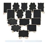 LAGAHS 15pcs Mini Chalk Board Signs with Stand, Small Wooden Blackboards for Wedding Party Shop Display Stand Place Cards Table Numbers(with 2pcs Liquid Chalks)