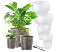 LAGAHS 40PCS Plant Pots, 3.5/4/5/6 Inch Plastic Plant Pots with 40PCS Labels and 1PC Pen, Clear Seedling Pots with Drainage Holes, Reusable Nursery Pots for Flower Staring Seedling