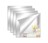 LAGAHS 4pcs Self Adhesive Mirror Sheets 25×25cm Mirror Tiles Full Length Long Wall Mirrors for Living Room Bedroom Home Gym, Stick on Mirrors for Walls Wardrobe Doors Bathroom