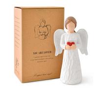 LAGAHS Angel Figurines for Women, Guardian Angel Statues and Figurines, Resin Angels Statue Holding a Heart for Thanksgiving Christmas Home Decor, Angel Gifts Ornaments