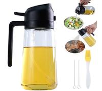 LAGAHS Oil Spray Bottle for kitchen with 1PC Oilbrush and 2PCS Brushes, 16oz 2 in 1 Olive Oil Dispenser Bottle and Sprayer with Non-Drip Spout for Cooking