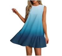 Lager Offers Deal of The Day Summer Dresses for Women UK Sale Clearance Round Neck Ruffle Sleeveless Tank midi Dress Party Evening Casual a-line Sundresses Beach Holiday Essentials Lounge Basics