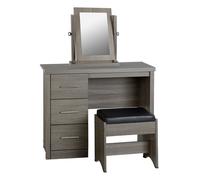 laggan wooden 3pc dressing table set in light oak effect veneer