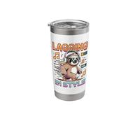 Lagging in Style Sloth Wearing Headphones Pixel Art Stainless Steel Insulated Tumbler