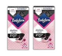 LAGHMAN Laghman Bundle for Bodyform Dailies Pack of 2 x 21 black panty liners - Super absorbent, odor-absorbing, V-zone protection | Designed for black underwear | Pack of 2 x 21 (total of