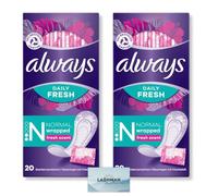 Laghmans Stay Fresh All Day Daily Fresh Singles Normal Wrapped Pantyliners Bundle - Scented, Comfort & Protection - 40 Wrapped Panty Liners Total (2 Packs x 20) - Always