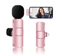 LAGIZOEC Pink Wireless Lavalier Microphone for iPhone iPad, Recording Mini Microphones, Professional Mini Mic for Interview Video Vlog YouTube