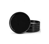 LaGlint 10.5 inch 27 cm Dinner Plate Set of 6 Black Opal Glass | lightweight durable, microwave and dishwasher safe, round white finish, everyday home dining use