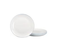 LaGlint 10.5 inch 27 cm Dinner Plate Set of 6 White Navy Rim Opal Glass