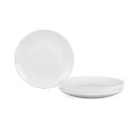 LaGlint 10.5 inch Dinner Plate Set of 6, Lightweight 26.67cm Round Opal Glass White Dinnerware Plates, Dishwasher and Microwave Safe