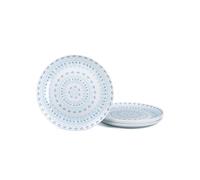 LaGlint 10.5 inch Dinner Plate Set of 6 White Mandala Floral Opal Glass | mandala floral pattern design, artistic decorative style, microwave & dishwasher safe, elegant dinnerware for home dining