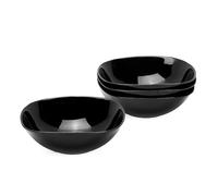 LaGlint 25OZ Cereal Black, 740ml Opal Glass Soup Bowl Set of 4, Dishwasher & Microwave Safe Square Bowls for Cereal, Soup, Salad and Rice