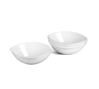 LaGlint 25OZ Cereal White, 740ml Opal Glass Soup Bowl Set of 4, Dishwasher & Microwave Safe Square Bowls for Cereal, Soup, Salad and Rice