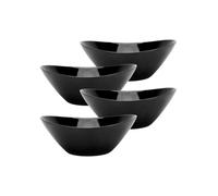 LaGlint 43 OZ Serving Bowl Set of 4, 1.29L Opal Glass 9 inch Oval Serving Dishes for Salad, Side Dishes, Fruit Kitchen, Microwave & Dishwasher Safe, Black