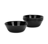 LaGlint 6 inch Cereal Bowl Set of 4 16 oz (460 ml) Black | Lightweight opal glass bowls, versatile breakfast & meal use, microwave & dishwasher safe
