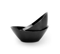 LaGlint 66 OZ Large Salad Bowl Set of 2, 1.95L Opal Glass 10 inch Lightweight Serving Dishes for Salad, Fruit, Kitchen Microwave & Dishwasher Safe, Oval Shape Black