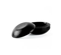 LaGlint 8.5 inch 22 cm Pasta Bowls of 6 890 ml(30 OZ) Black Shallow Serving | Lightweight durable opal glass, shallow bowl plate design, microwave & dishwasher safe, versatile soup salad dinner use