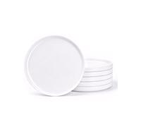 LaGlint 8 inch 20 cm Side Plate Set of 6 White Opal Glass | lightweight durable, microwave & dishwasher safe, white round design, ideal for appetizers, salads, desserts & daily meals