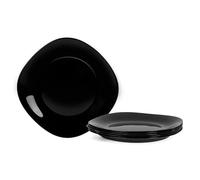 LaGlint 8 inch Salad Appetizer Side Plate Set of 6, Lightweight 20.32cm Square Black Plates for Dessert Kitchen, Dishwasher and Microwave Safe