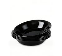LaGlint 9.5 inch 24 cm Pasta Bowls Set of 6 1L(34OZ) Black Shallow Serving | Lightweight durable opal glass, large shallow bowl design, microwave & dishwasher safe, versatile soup salad dinner use