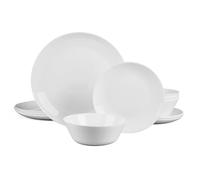 LaGlint Opal Glass Dinner Set 12 Piece for 4 White Plates Bowls Set