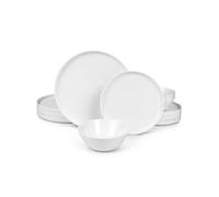 LaGlint Opal Glass Dinner Set 12 Piece for 4 White Plates Bowls Set | Chip & scratch resistant tableware, lightweight durable design, microwave & dishwasher safe, modern white finish, daily use