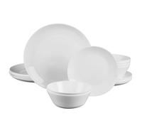 LaGlint Opal Glass Dinner Set 18 Piece for 6 White Plates Bowls Set