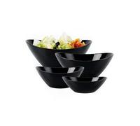 LaGlint Oval Serving Bowls Set of 4 Black 15-66oz Nesting Mixing Bowls | 0.4-2L opal glass bowls, lightweight durable, nesting space saver, microwave & dishwasher safe, multi-size serving & prep