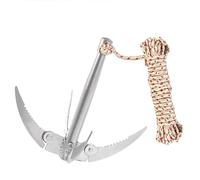 Lagnlnaoy Outdoors Grappling Hook Lake Weed Cutter Survival Tool with Rope Folding Boats Anchor Sturdy Durable for Small Boat Canoes Fishing Supplies （Randomly Send The Color of The Rope）